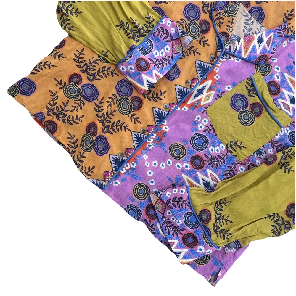 By Anthropologie Long Sleeve Patchwork Floral Button Shirt Multicolor Top Size S - Picture 3 of 9